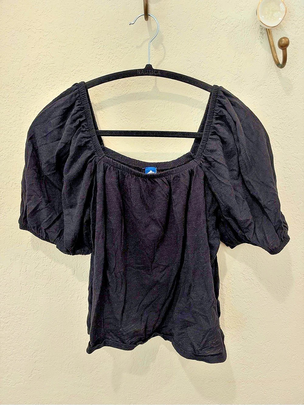 Old Navy Square-Neck Puff-Sleeve Top Black